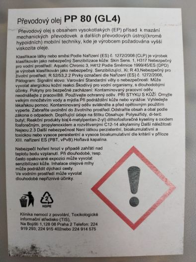 Převodový olej PP80 Paramo 10L