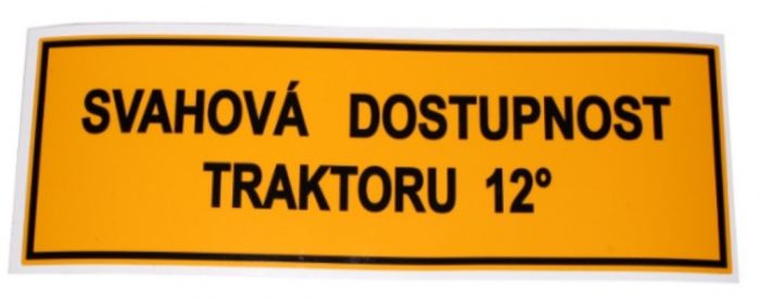 Štítek svahová dostupnost 12°