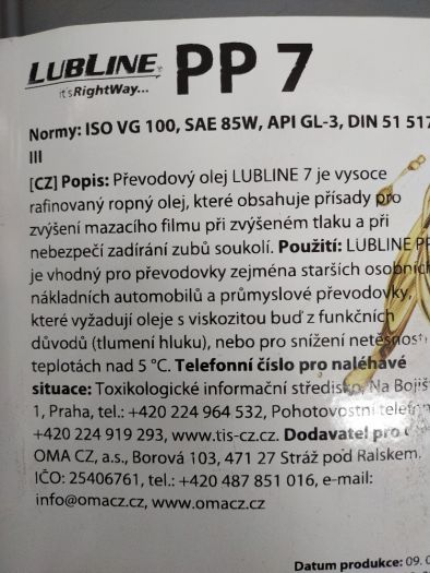 Převodový olej PP7 Paramo 10L