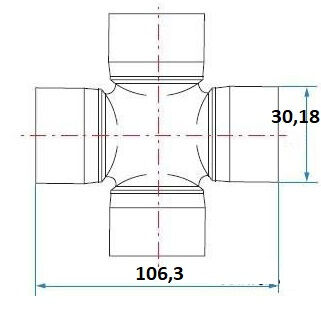 Křížový čep kardanu - 30.18x106.30